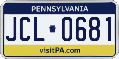 PA license plate JCL0681