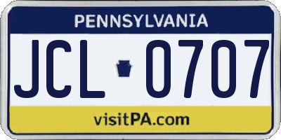 PA license plate JCL0707