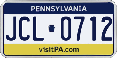 PA license plate JCL0712