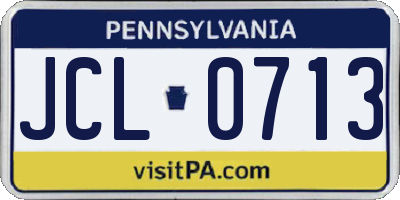 PA license plate JCL0713