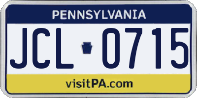 PA license plate JCL0715