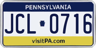 PA license plate JCL0716