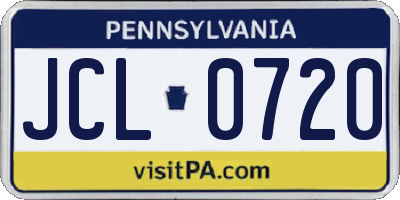 PA license plate JCL0720