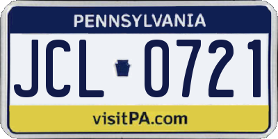 PA license plate JCL0721