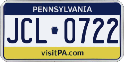 PA license plate JCL0722