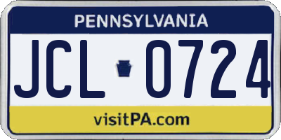 PA license plate JCL0724