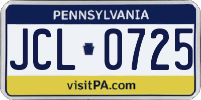 PA license plate JCL0725
