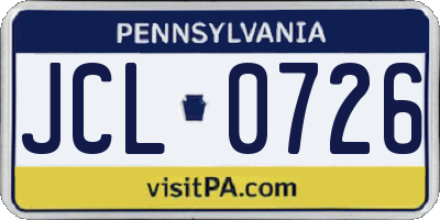 PA license plate JCL0726