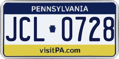 PA license plate JCL0728