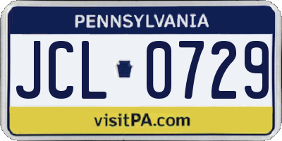 PA license plate JCL0729