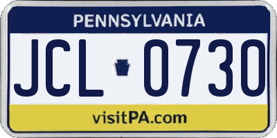 PA license plate JCL0730