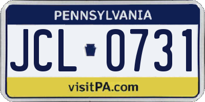 PA license plate JCL0731