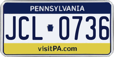 PA license plate JCL0736