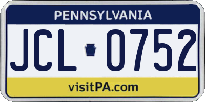 PA license plate JCL0752