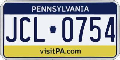 PA license plate JCL0754