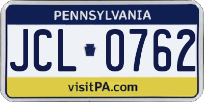 PA license plate JCL0762