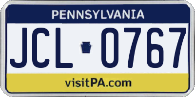 PA license plate JCL0767