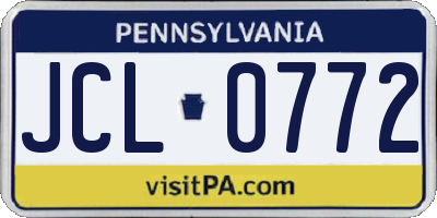 PA license plate JCL0772