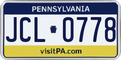 PA license plate JCL0778