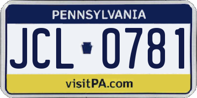 PA license plate JCL0781