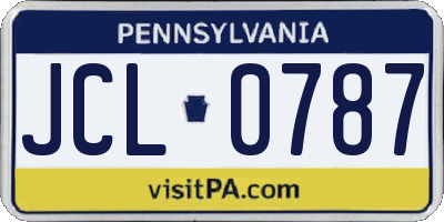 PA license plate JCL0787