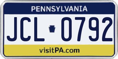 PA license plate JCL0792
