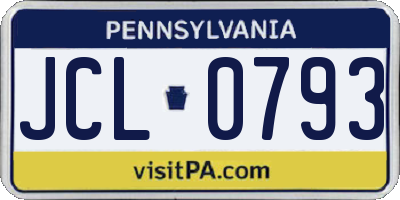 PA license plate JCL0793
