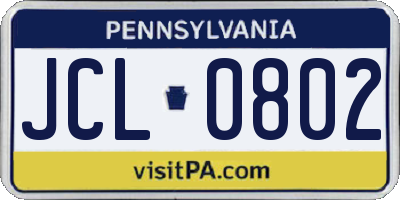 PA license plate JCL0802