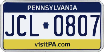 PA license plate JCL0807