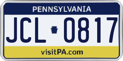 PA license plate JCL0817