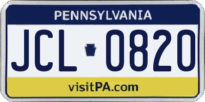 PA license plate JCL0820