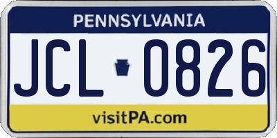 PA license plate JCL0826