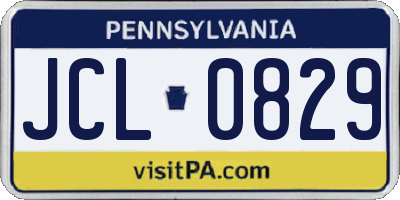 PA license plate JCL0829