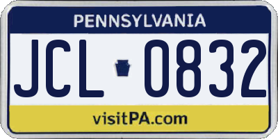PA license plate JCL0832