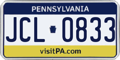 PA license plate JCL0833