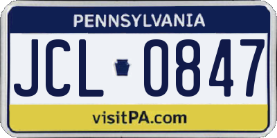 PA license plate JCL0847