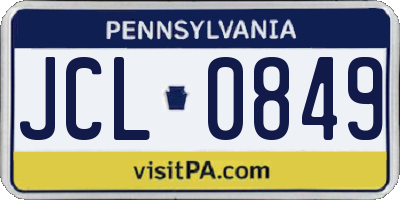 PA license plate JCL0849