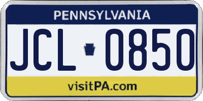 PA license plate JCL0850
