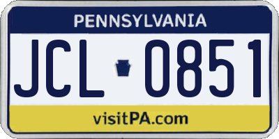 PA license plate JCL0851