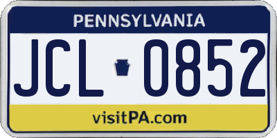 PA license plate JCL0852