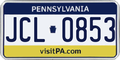 PA license plate JCL0853