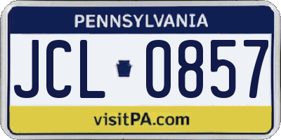 PA license plate JCL0857