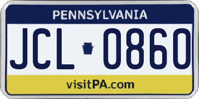 PA license plate JCL0860