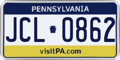PA license plate JCL0862