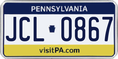 PA license plate JCL0867