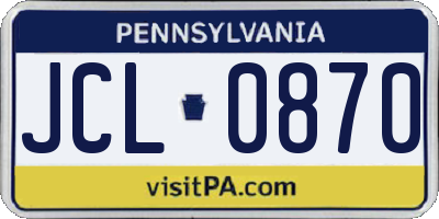 PA license plate JCL0870