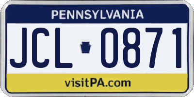 PA license plate JCL0871