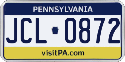 PA license plate JCL0872