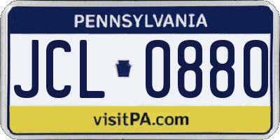 PA license plate JCL0880