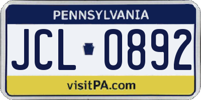 PA license plate JCL0892